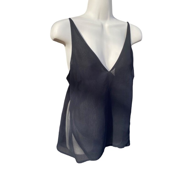 J BRAND Black Lucy V-Neck Chiffon See through Camisole  Top Size Small S - Picture 1 of 12